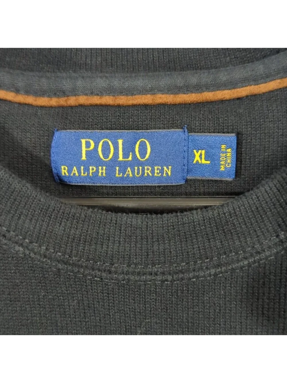 Polo Ralph Lauren Crew Neck Sweatshirt Men's XL Black Heavyweight Cotton Preppy